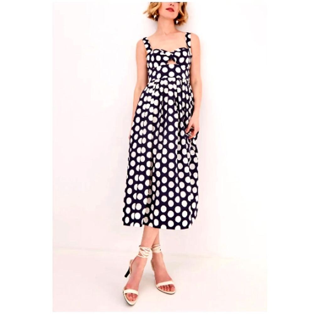 Cara Cara Women's Celeste Dot Navy Clover Midi Dress Size 6